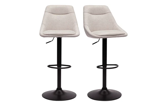 Drehbare Barhocker aus Stoff in Samtoptik Beige und Metall, höhenverstellbar 360° (2er-Set) ALESS