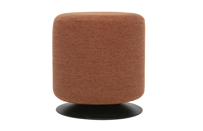 Drehbarer runder Pouf aus stoff in texturierter Samtoptik erdrot und Metall D39.5 cm VOLNAY