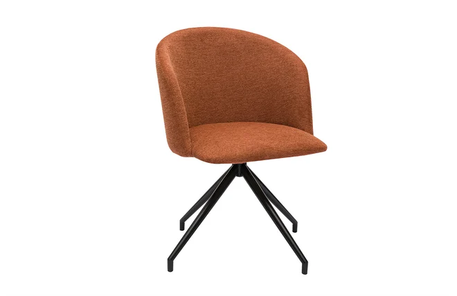 Drehstuhl im Design 360° aus strukturiertem Samteffektstoff in verbranntem Erdbraun und schwarzem Metall VANITY