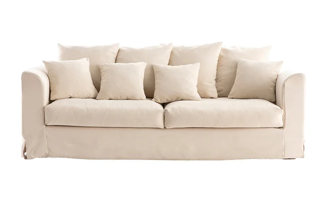Dreisitzer-Sofa skandinavisch aus leinfarbenem Stoff mit abnehmbarem Bezug FEVER