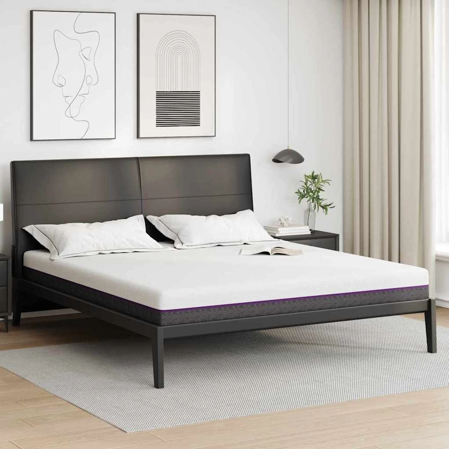 vidaXL Memory-Schaum-Matratze Mittel 180 x 200 cm 16 cm Weiß und Grau 4106332