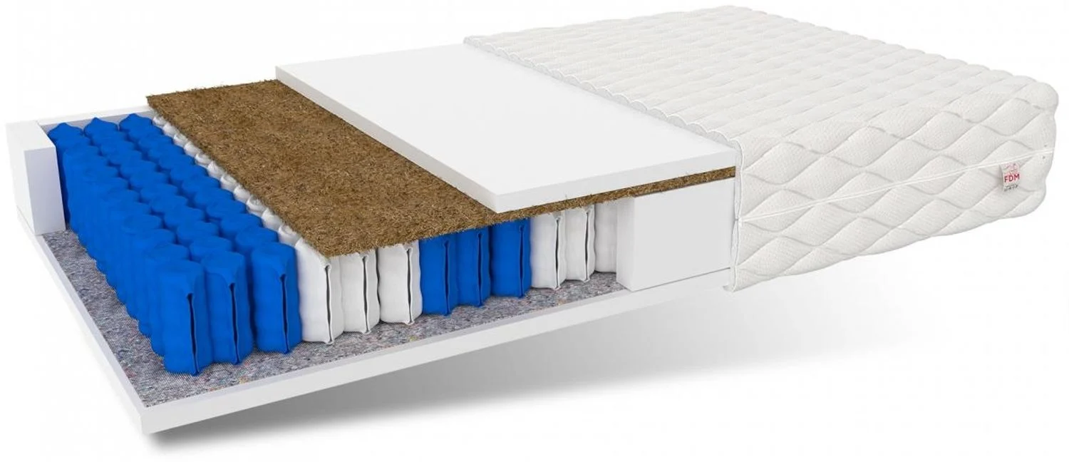 Matratze 160x200 VITORIA Taschenfederkern 7 Zonen H3 H4 18 cm Kokos HR Schaum Polyurethanschaum Jersey