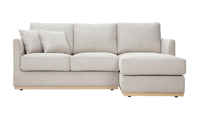 Ecksofa aus beigem Textur-Veloursstoff rechts 3-Sitzer MOSS