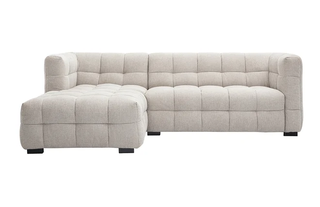 Ecksofa links Design 3-Sitzer in strukturiertem Samt-Effekt Stoff beige CORTO