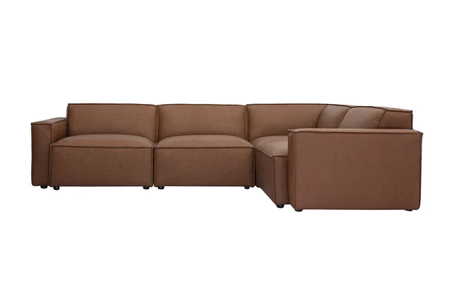 Ecksofa Vintage 5 Sitzer aus braunem Leder SPLIT modular