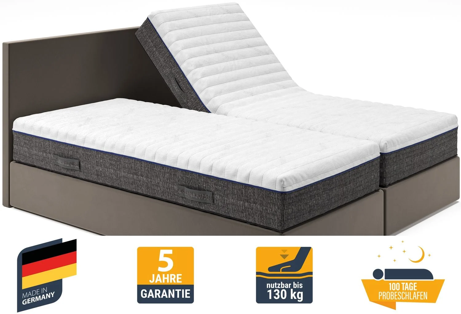 eQ Dream Kaltschaummatratze mit elektrischer Höhenverstellung, 26cm Luxushöhe und 2 in 1 Wendekern Größe 80 x 200 cm Ausführung Smart-Fernbedienung