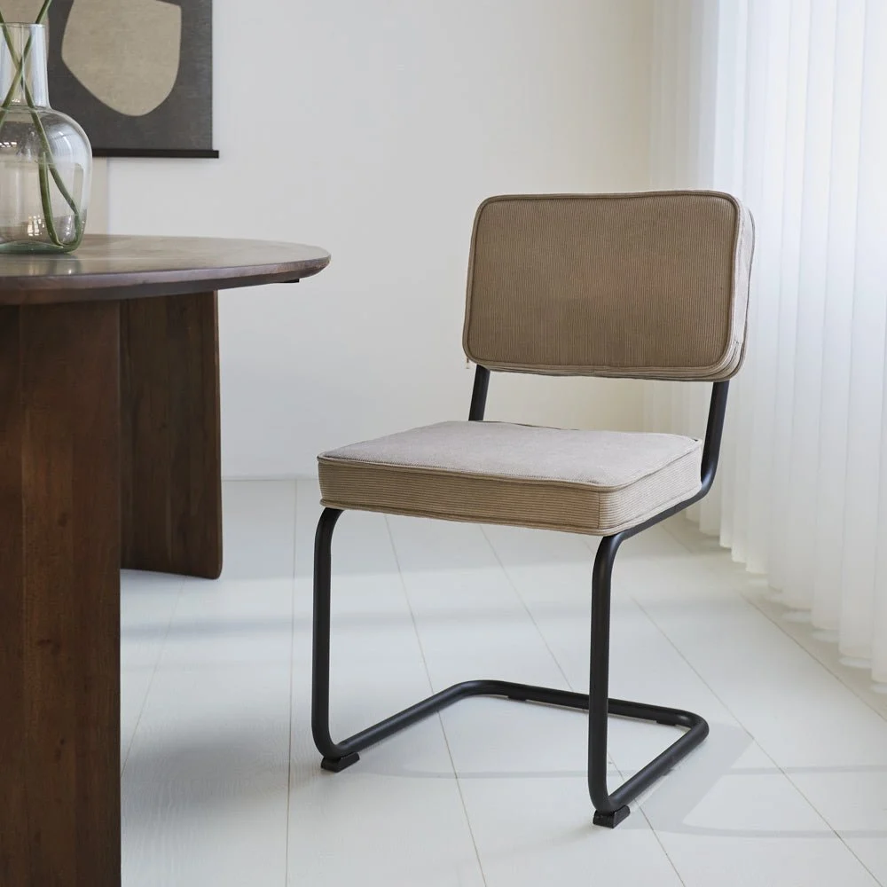Esszimmerstuhl Remo Taupe Rib-Stoff – ohne Armlehnen
