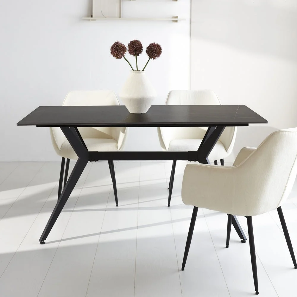 Esstisch Grace Sinterstein Marmoroptik Schwarz