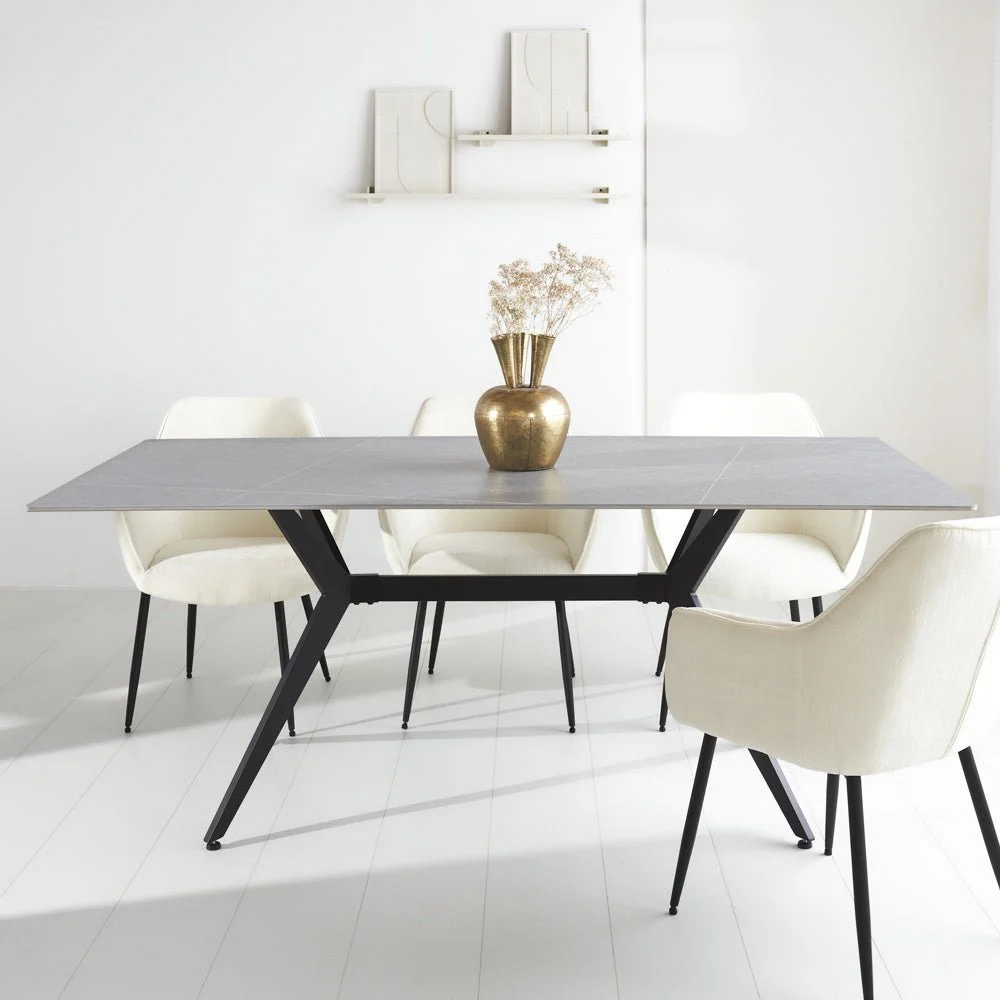 Esstisch Grace Sinterstein Marmoroptik Grau