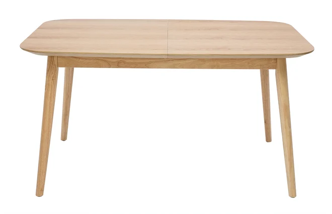 Erweiterbarer Tisch mit integrierten Verlängerungen rechteckig aus hellem Holz mit Eichenfurnier B140-170 cm ANK