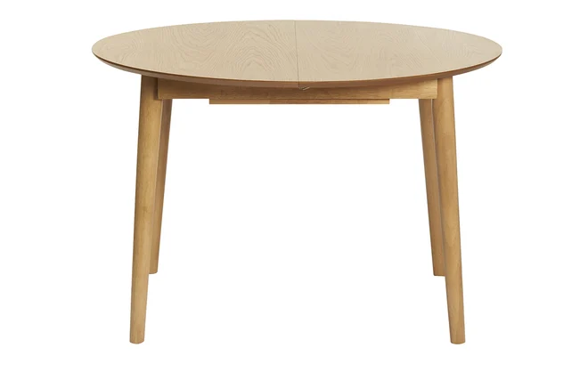 Erweiterbarer Tisch mit integrierten Verlängerungen rund aus hellem Holz mit Eichenfurnier B115-154 cm EGO