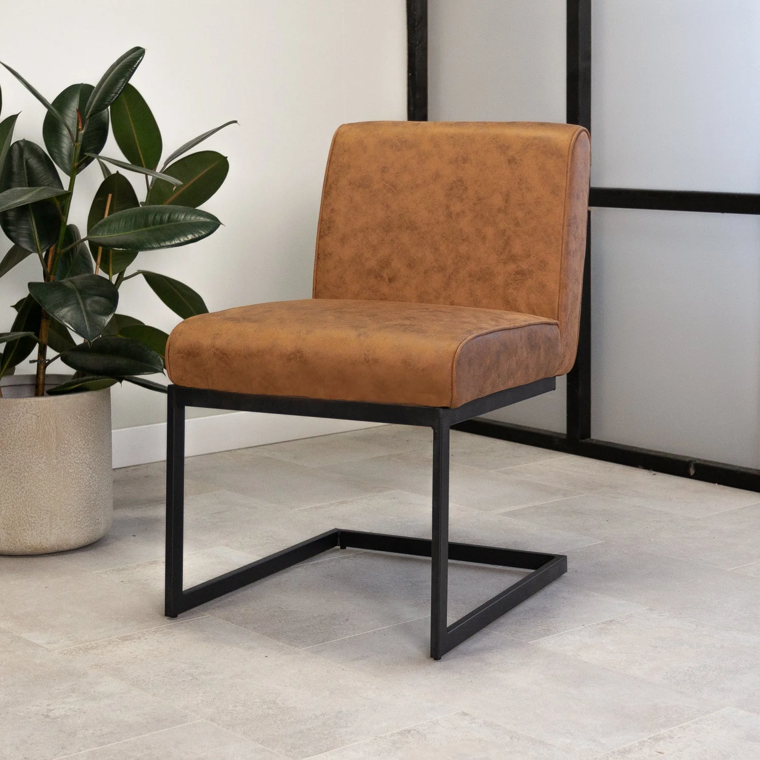 Industriell Esszimmerstuhl Nathan Cognac – Ohne Armlehnen