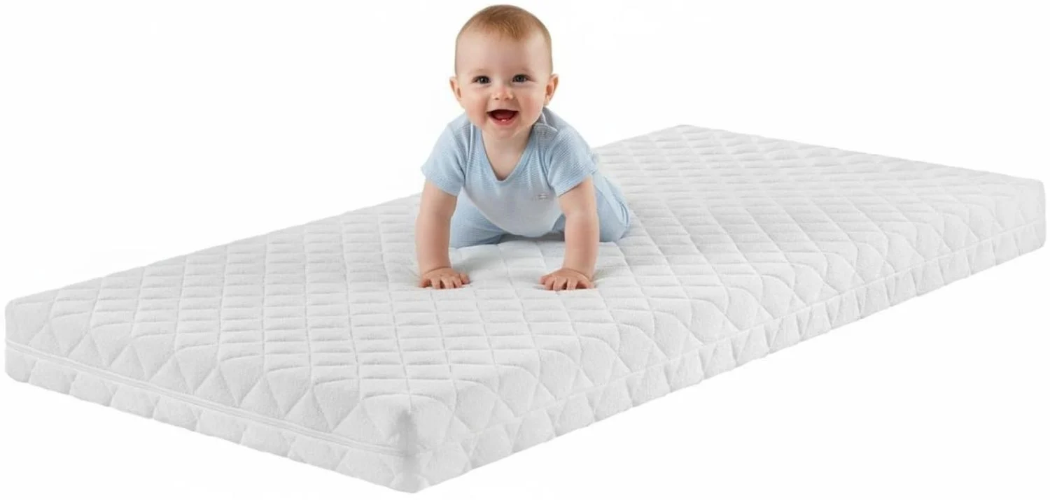 Bodyprotect Babymatratze 60x120 cm mit Trittkante, Komfortschaum Kinder & Baby Matratze, Kindermatratze, Komfortschaummatratze 60x120 cm, Höhe ca. 9cm, Made in EU, Oeko-Tex, waschbar 95 Grad