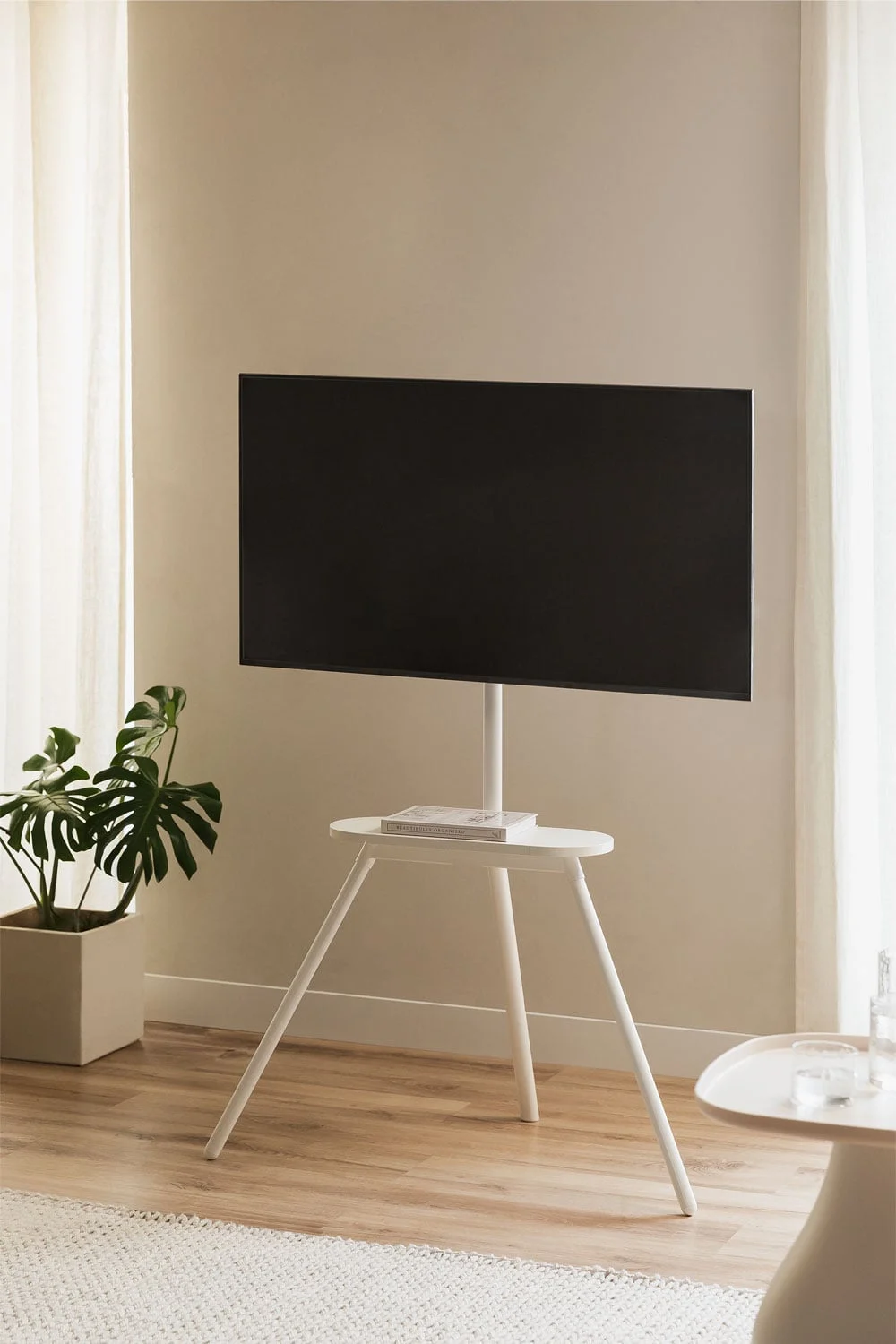 Stativ-Tragarm für TV aus Stahl und Holz Franzier