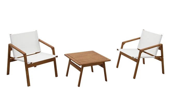 Gartenmöbel-Set in Weiß und Massivholz PADANG