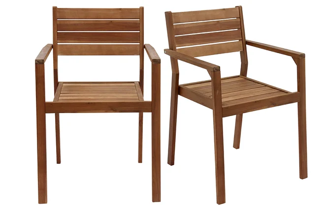 Gartensessel stapelbar aus massivem Akazienholz 2er-Set CANOPEE