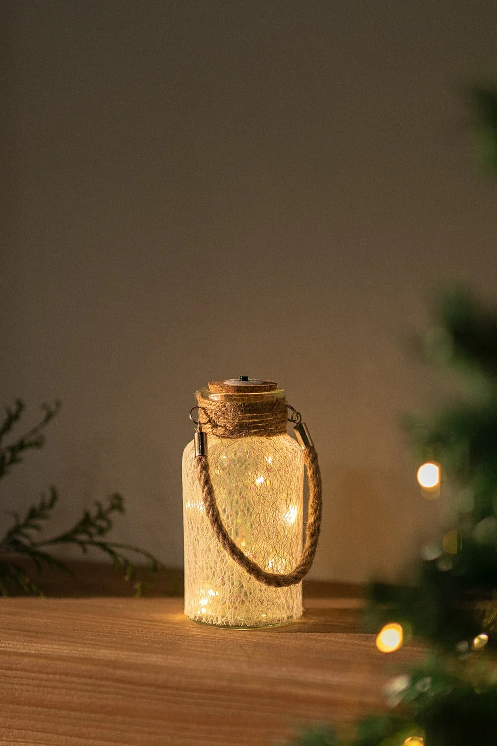 Glastopf mit LED-Lichtern Gada