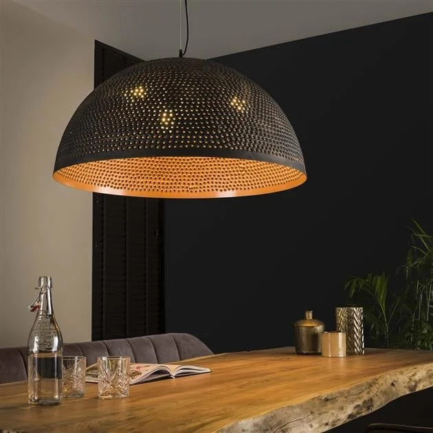 Hängelampe Industriell Aya Schwarz Braun 70 cm