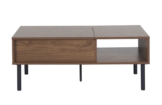 Hochklappbarer Couchtisch aus dunklem Holz und Metall B100 cm KANE