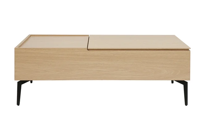 Hochklappbarer Couchtisch aus hellem Holz und schwarzem Metall L102,5 cm SEDA
