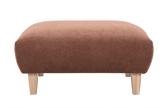 Hocker Fusshocker in gebrannter Erde Samtstoff und hellem Holz L75 cm BASTILLE
