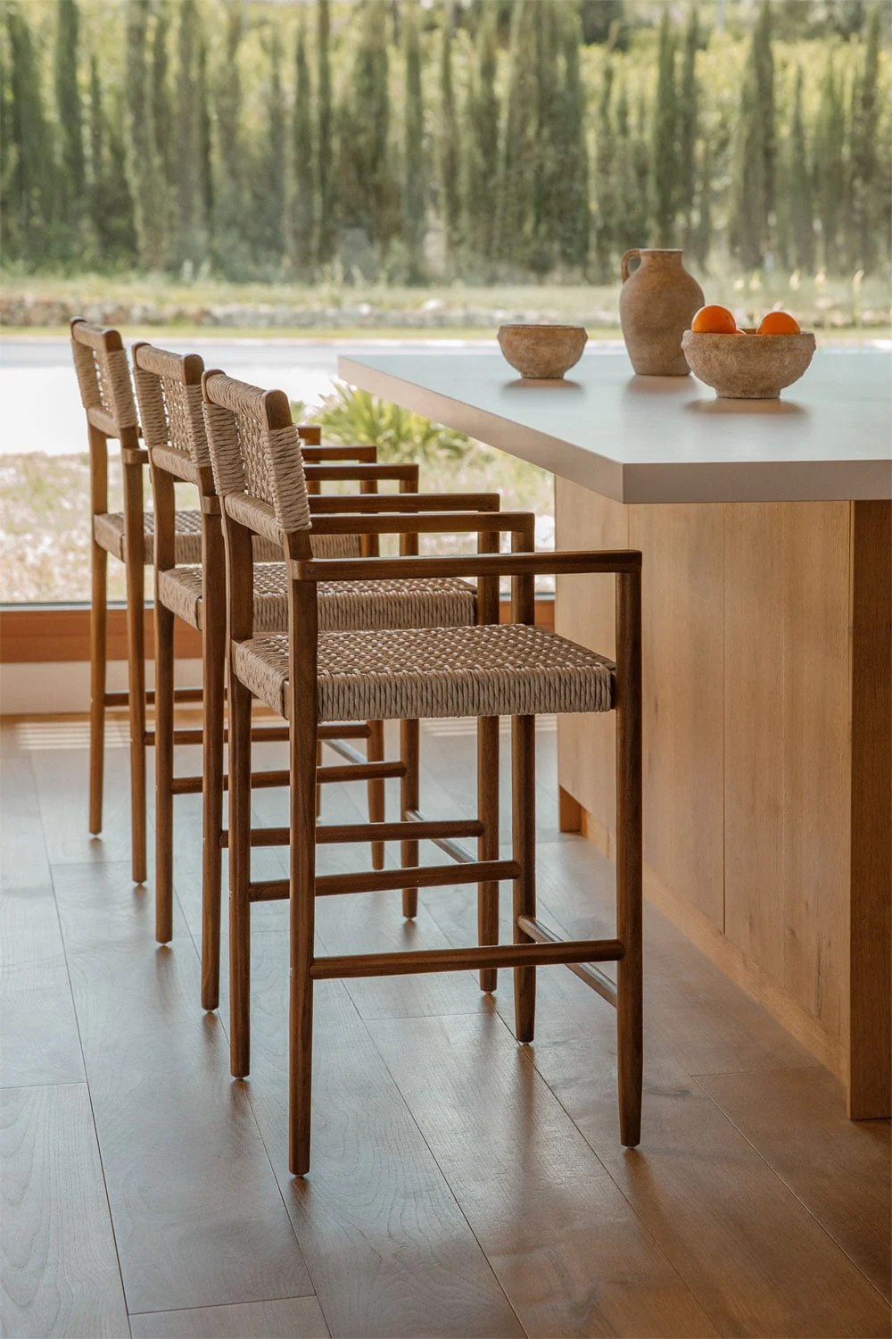 Hoher Hocker aus Teakholz 65cm Orebro