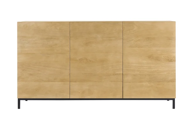 Industrial-Sideboard YPSTER 3 Türen aus aus massivem Mangoholz und Metall