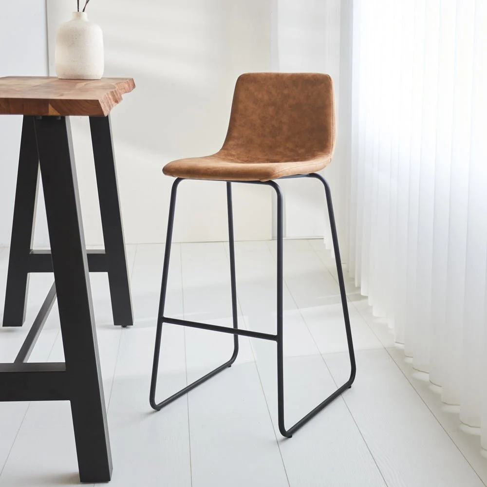 Industriell Barhocker Cognac Brentt – Sitzhöhe 76 cm – Ohne Armlehnen