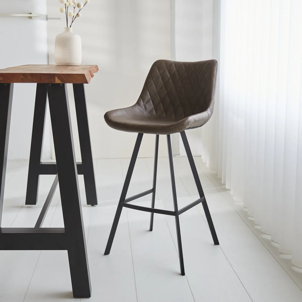 Industrieller Barhocker Juno Taupe Kunstleder – Sitzhöhe 70 cm – Ohne Armlehnen