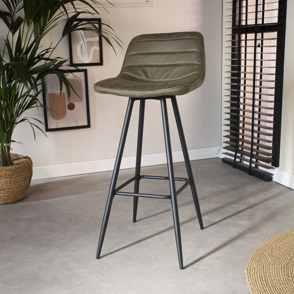 Industriell Barhocker Grüner Kenton-Mikrofaserstoff – 76 cm Sitzhöhe