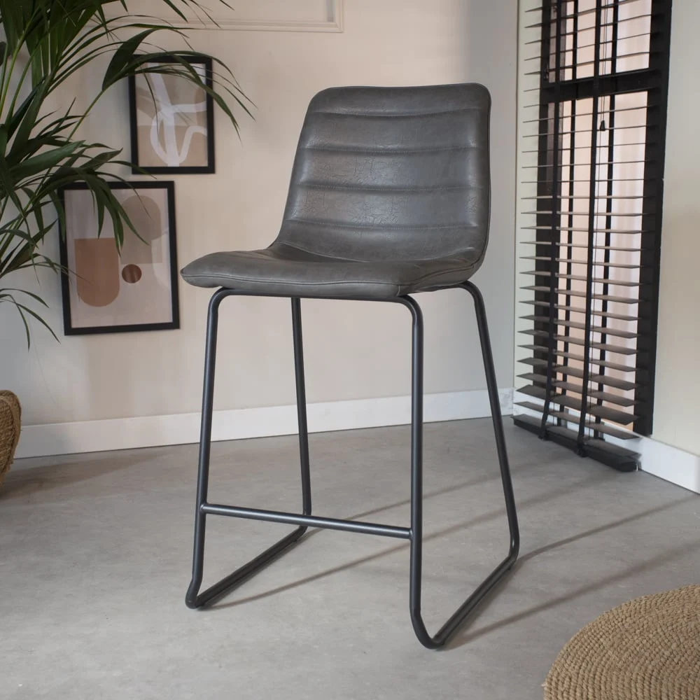 Industriell Barhocker Anthrazit Mark PU – Sitzhöhe 65 cm – ohne Armlehne