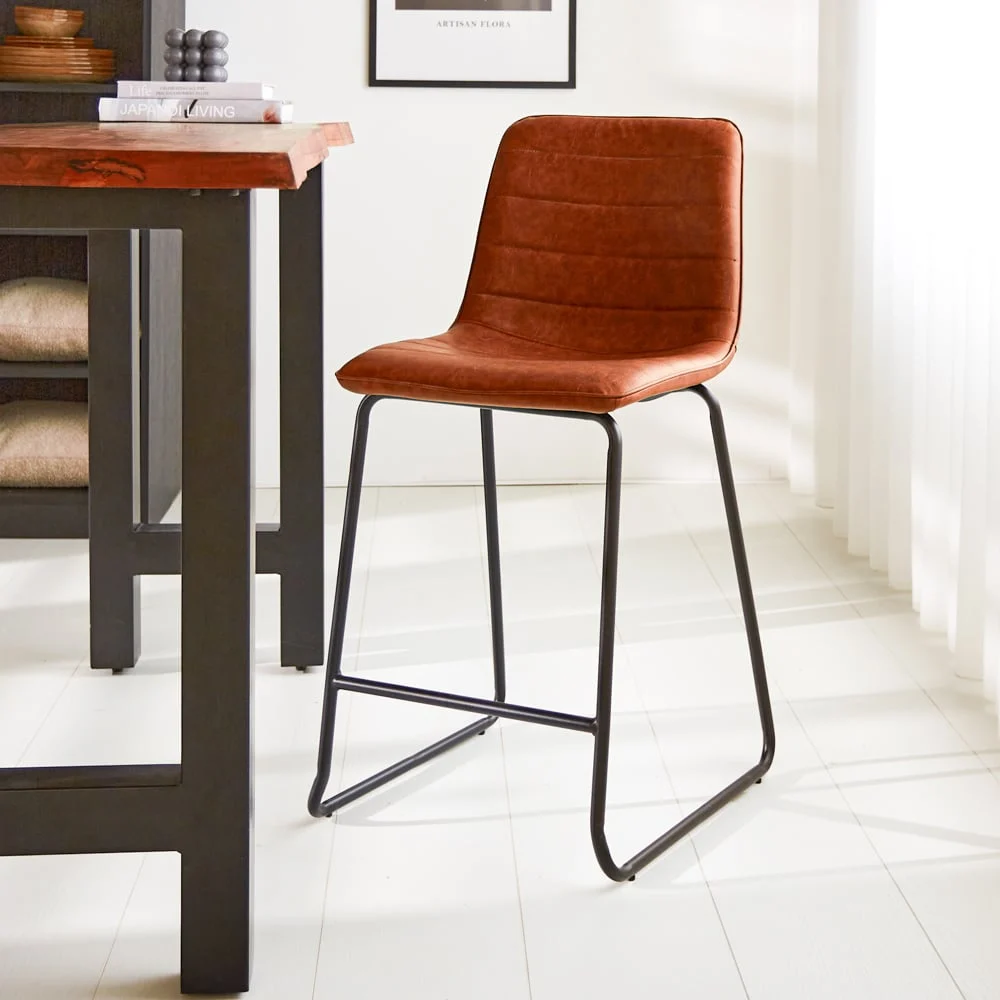 Industriell Barhocker Cognac Mark PU – Sitzhöhe 65 cm – ohne Armlehne