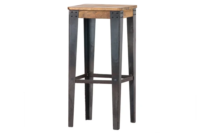 Industrieller Barhocker MADISON Stahl und Holz 75 cm