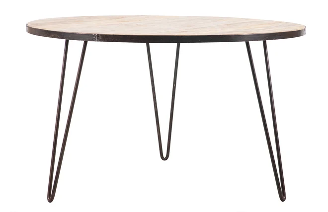 Industrieller Esstisch Holz und Metall D125 ATELIER