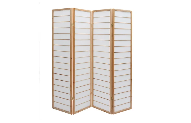 Japanischer Paravent helles Holz und Reispapier GIBON