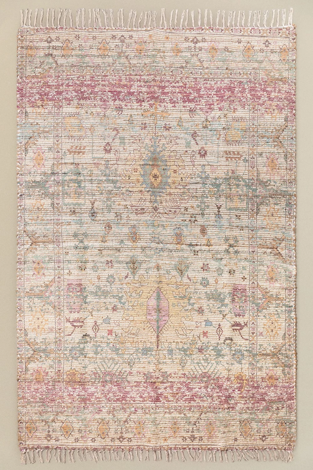 Rechteckiger Teppich 170x260 cm aus Jute und Stoff Demir