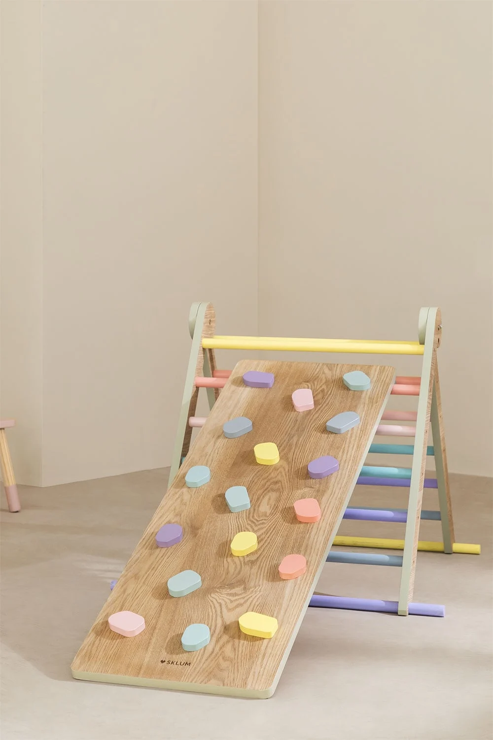 Lernkletterwand-Rampe aus Holz Pyqer Colors Kids