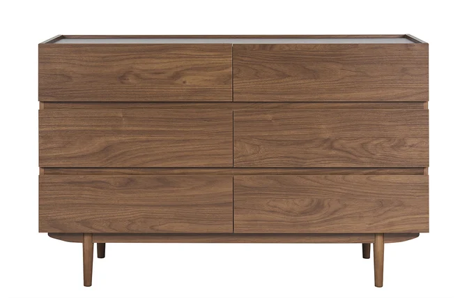 Kommode mit 6 Schubladen aus dunklem Holz B120 cm SANAA