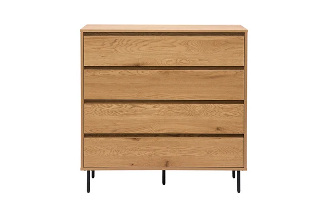 Kommode mit hellem Holzfurnier in Eiche 4 Schubladen L100 cm ARAGON