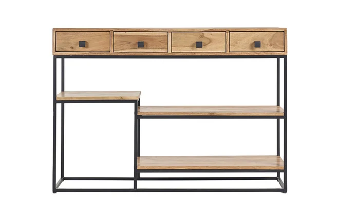 Konsole 4 Schubladen aus Akazienholz und Metall schwarz L115 cm GRENELLE