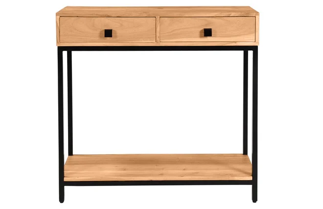 Konsole mit 2 Schubladen aus Akazienholz und Metall B 80 cm AXELLE