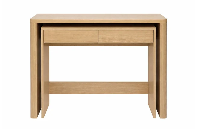 Konsolentisch als Beistellbüro mit Schubladen in heller Eichenholzoptik L110 cm ENOLA