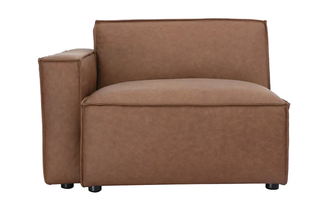 Linkes Eckmodul für braunes Leder-Sofa SPLIT