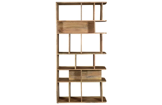 Massivholz-Bücherregal Raumteiler aus Mangoholz L88 cm RUPAH