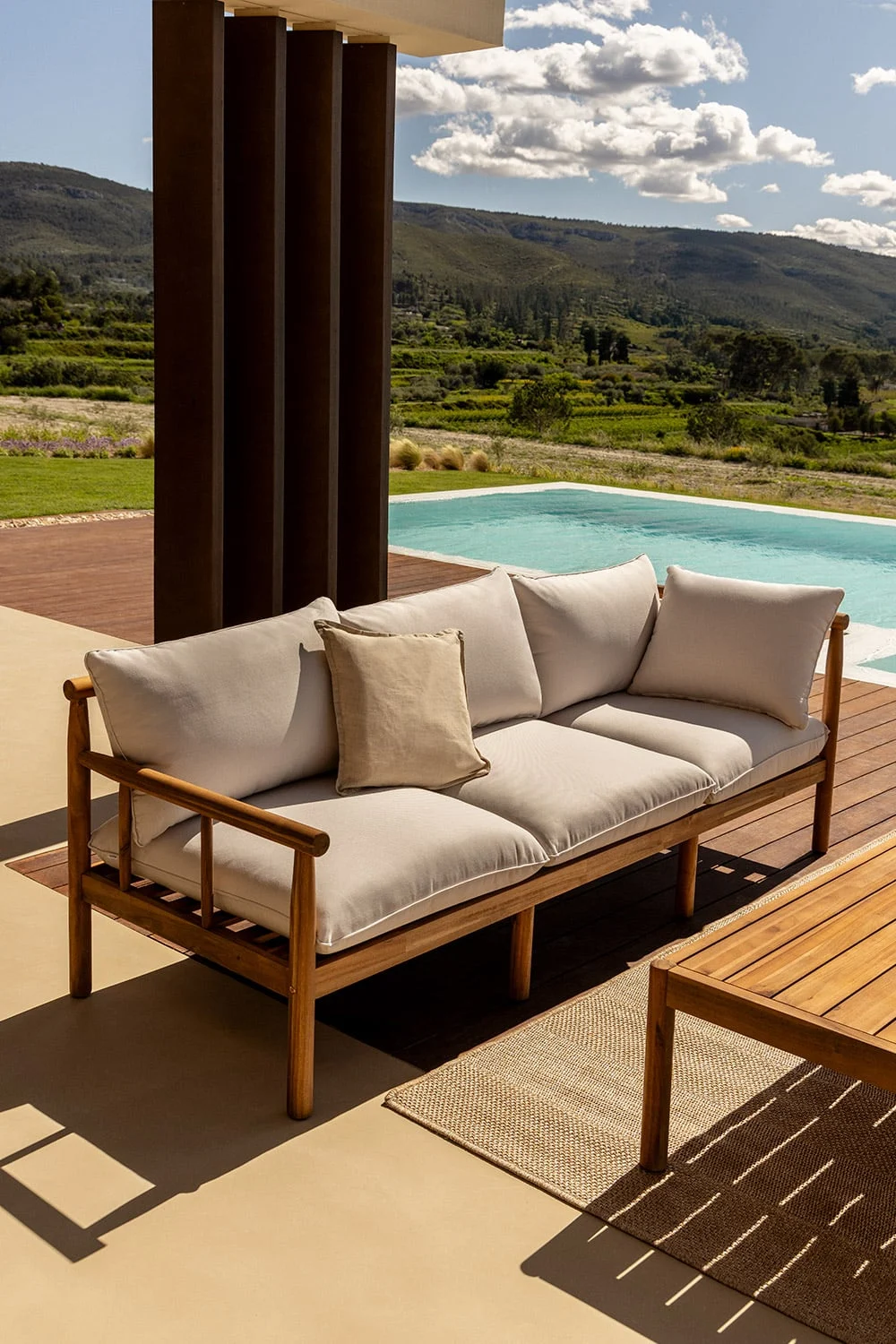 Melvin 3-Sitzer-Gartensofa aus Akazienholz