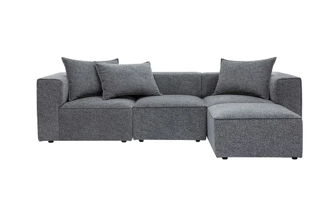 Modulare Ecksofa 4 Sitzplätze aus dunkelgrauem meliertem Stoff KERRY