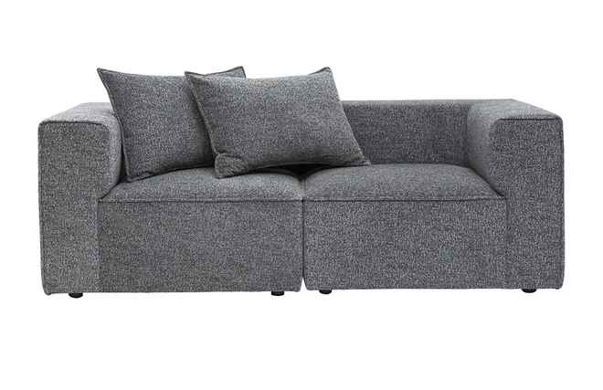 Modulares 2-Sitzer-Sofa aus dunkelgrauem meliertem Stoff KERRY
