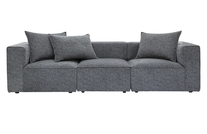 Modulares 4-Sitzer-Sofa aus dunkelgrauem Chenille-Gewebe KERRY
