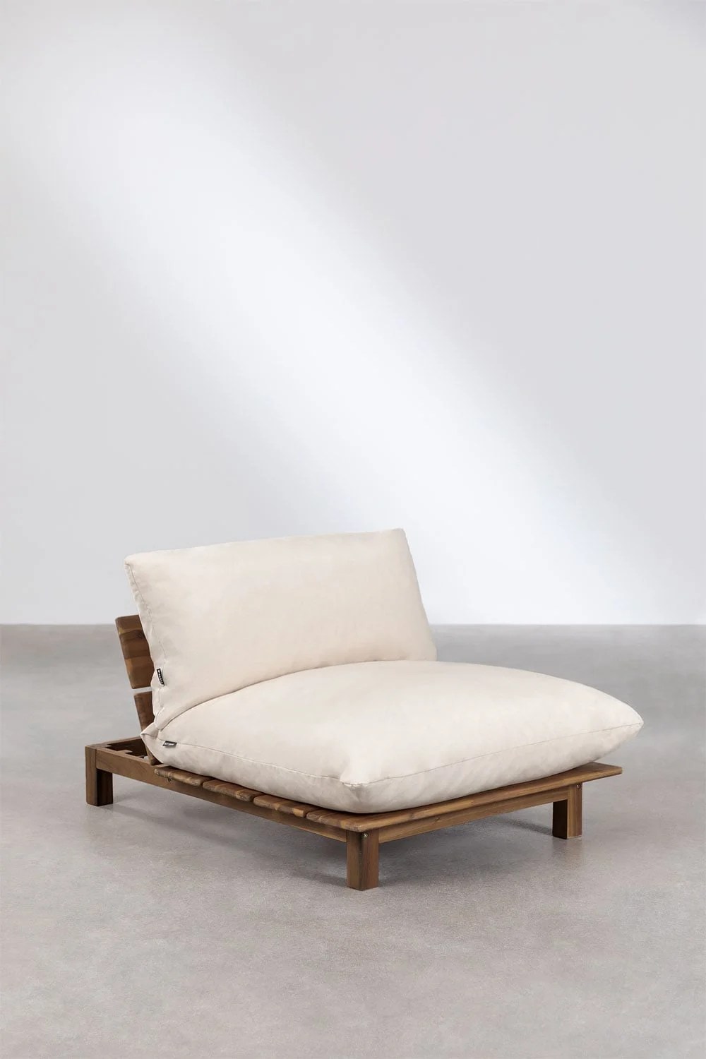 Zentralmodul mit Rückenlehne für modulares Sofa aus Akazienholz Brina