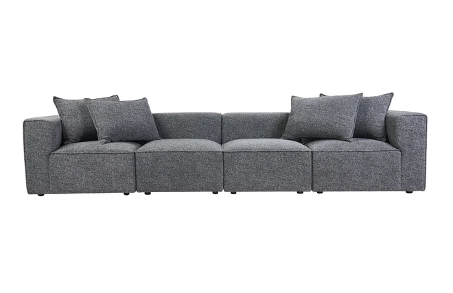 Modulares Sofa mit 5 Sitzen aus meliertem Stoff in dunkelgrau KERRY